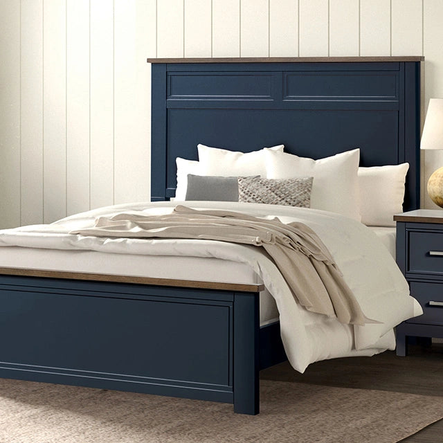 Cama Pinetop individual y matrimonial, blanca y azul