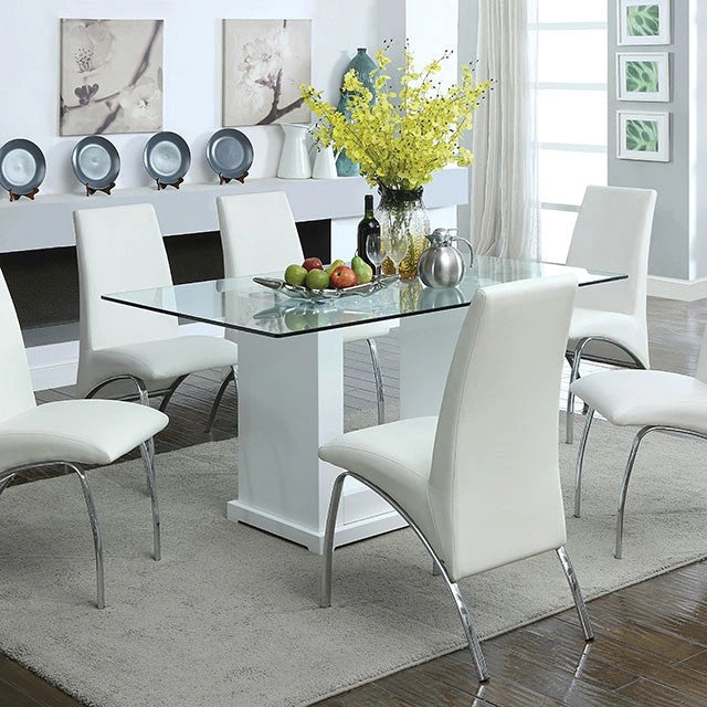 Mesa de comedor Eva blanca/transparente