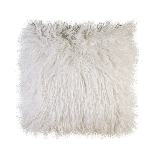 Almohada Sheri White de 50,8 cm x 50,8 cm, blanca peluda (2/CAJA)