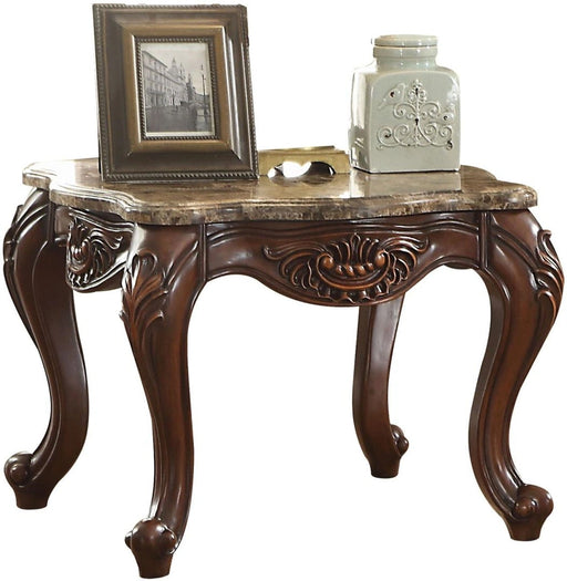 طاولة جانبية Jardena من Acme Furniture بالرخام/خشب الكرز 81657