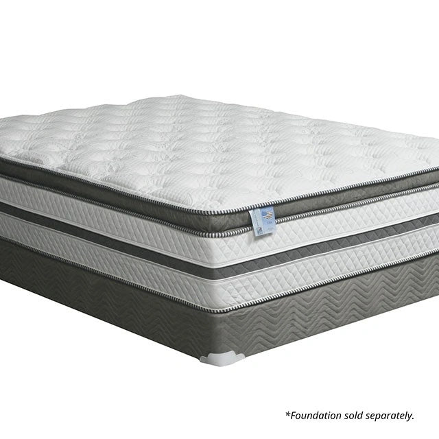 Colchón SIDDALEE con pillow top europeo de 16" blanco/gris, E.King