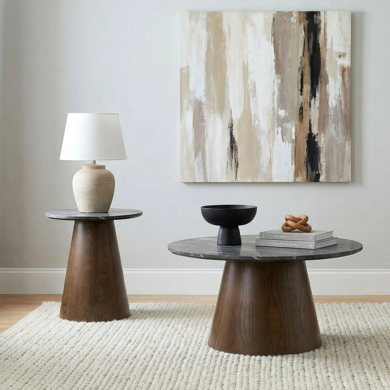 Franklin Round Pedestal Coffee Table Set