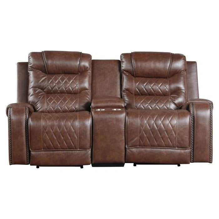 Sofá reclinable doble Putnam Power en marrón 9405BR-2PW