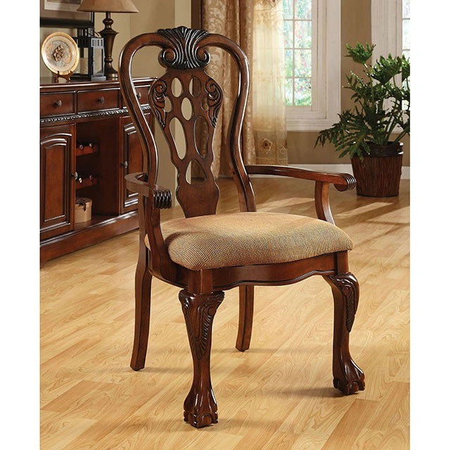 Mesa de comedor antigua Georgetown en cerezo con pedestal doble