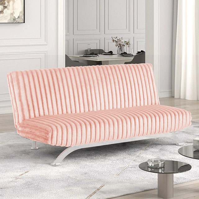 Villeneuve Sofá Cama Futón Negro, Rosa y Gris