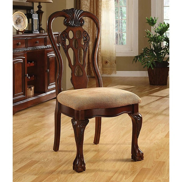 Mesa de comedor antigua Georgetown en cerezo con pedestal doble