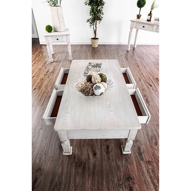 Mesa auxiliar Joliet de color blanco antiguo