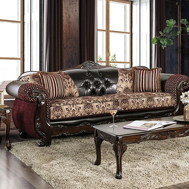 أريكة كويرينو بلون برغندي/بني داكن