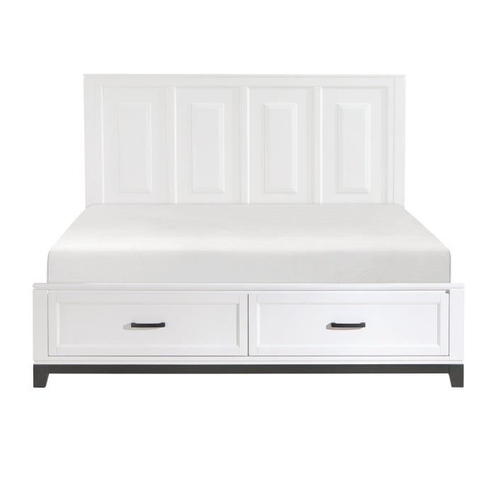 Cama de plataforma Eastern King Garretson (3) con almacenamiento en el piecero