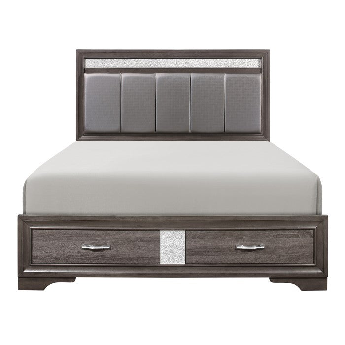 Cama plataforma Luster (3) Eastern King con almacenamiento en el pie de cama