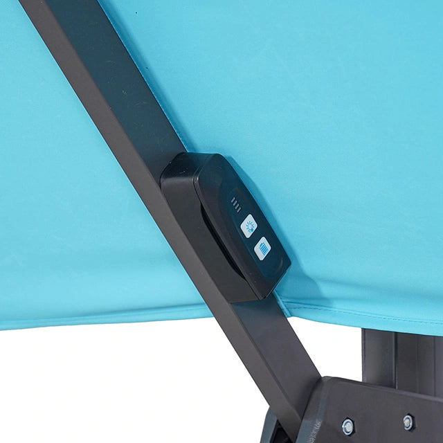 Sombrilla cuadrada Sano de 10 pies con doble techo con LED + base grande de 37 pulgadas