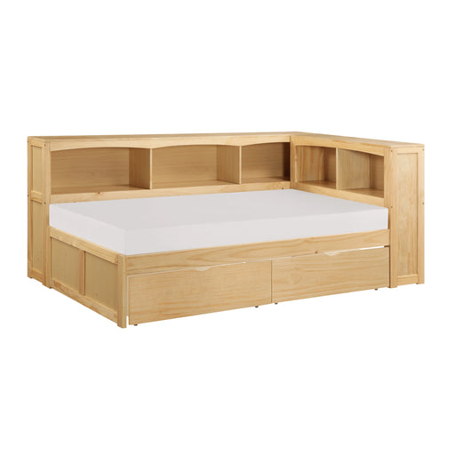 Cama de Plataforma de Esquina Bartly Twin Bookcase con Cajas de Almacenamiento