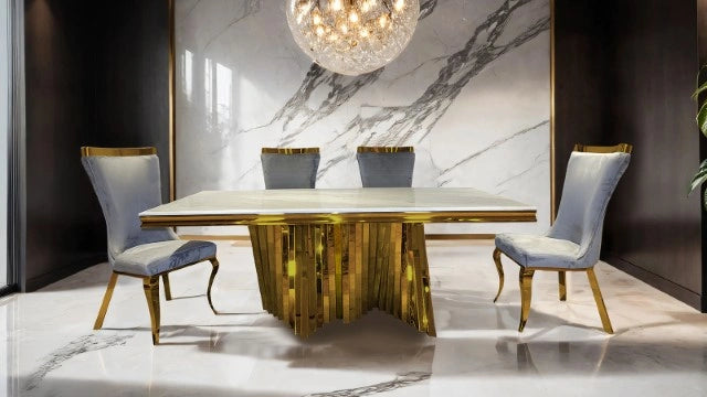 Juego de Comedor Basilicata de 7 Piezas Oro y Plata