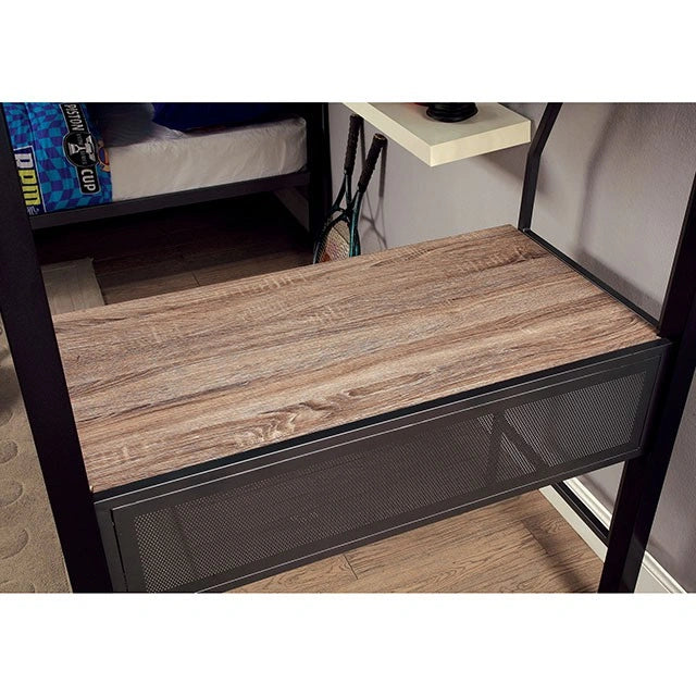 Litera triple doble plateada BALLARAT con escritorio