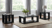 Pavone Open-Shelf Coffee and End Table Set - Black 3-Piece Set