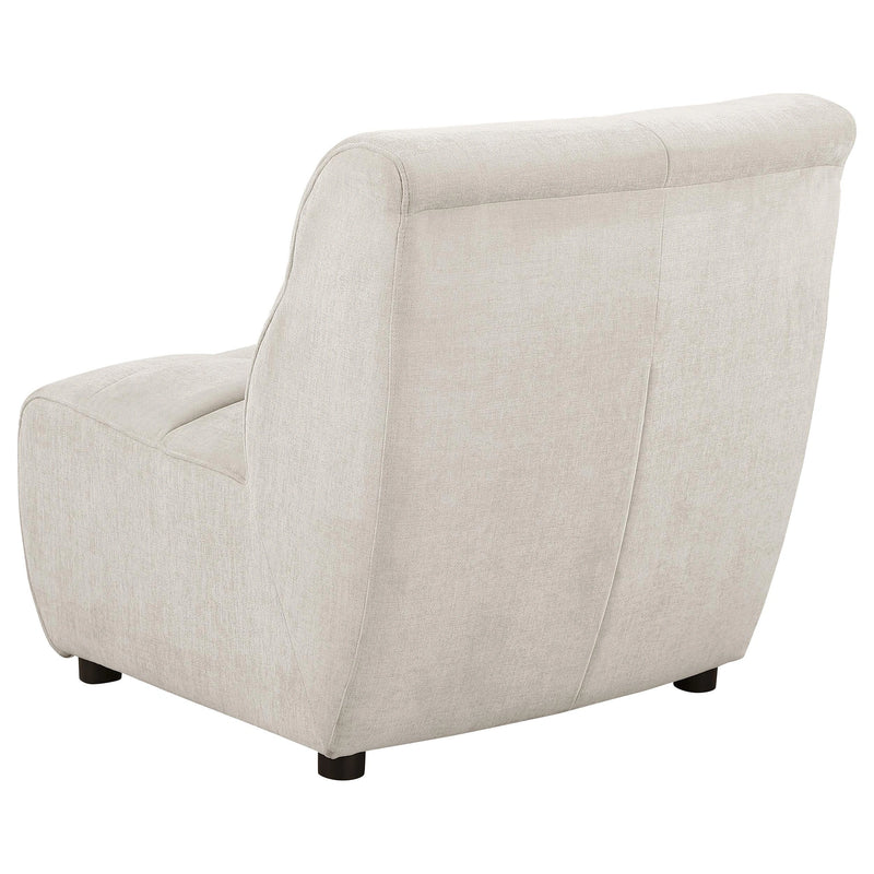 Sillón Charlotte sin brazos curvado tapizado, color marfil