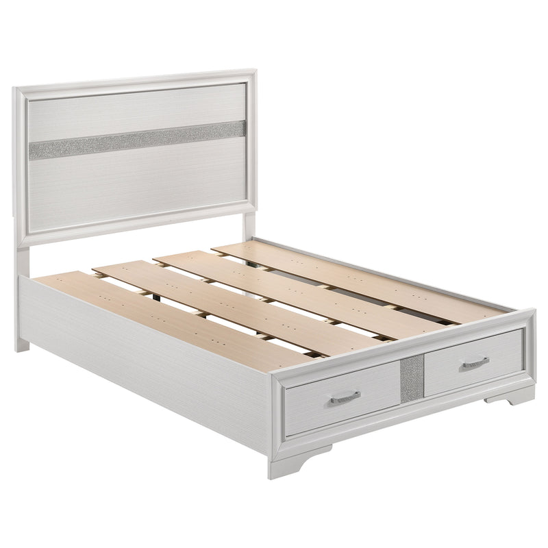 Cama con plataforma y almacenamiento Miranda Panel