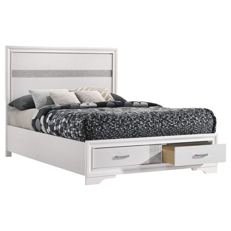 Cama con plataforma y almacenamiento Miranda Panel
