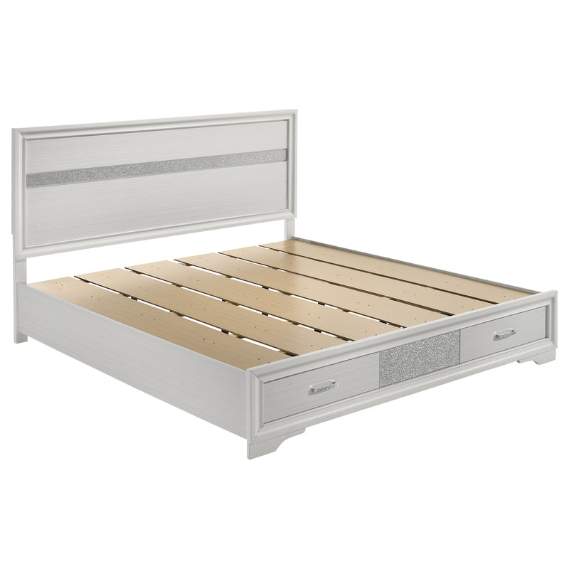 Cama con plataforma y almacenamiento Miranda Panel