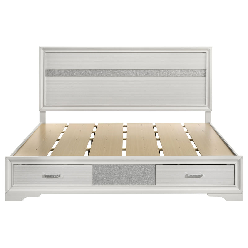 Cama con plataforma y almacenamiento Miranda Panel