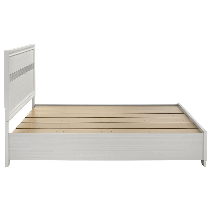 Cama con plataforma y almacenamiento Miranda Panel