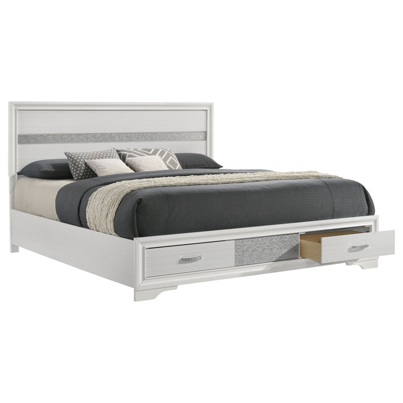 Cama con plataforma y almacenamiento Miranda Panel