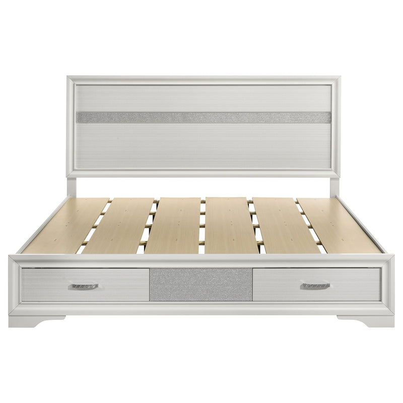 Cama con plataforma y almacenamiento Miranda Panel