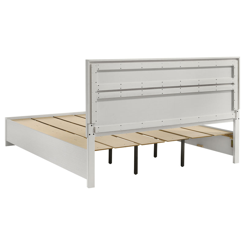 Cama con plataforma y almacenamiento Miranda Panel