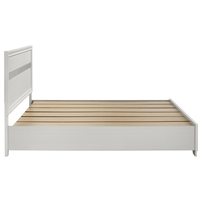 Cama con plataforma y almacenamiento Miranda Panel