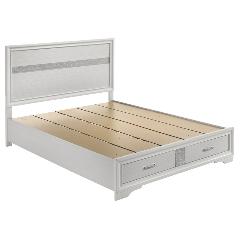 Cama con plataforma y almacenamiento Miranda Panel