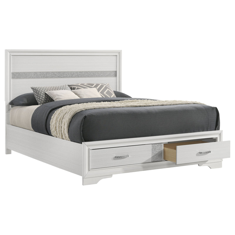 Cama con plataforma y almacenamiento Miranda Panel