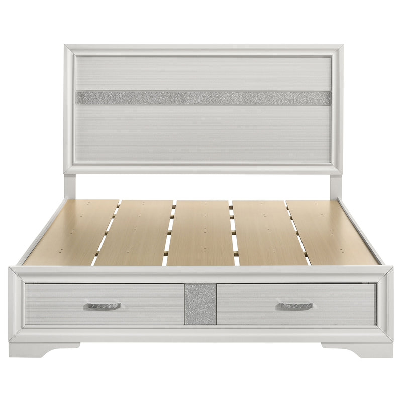 Cama con plataforma y almacenamiento Miranda Panel