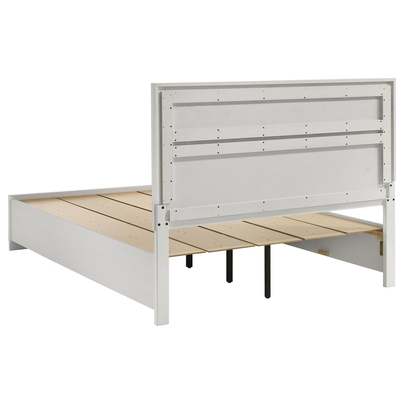 Cama con plataforma y almacenamiento Miranda Panel