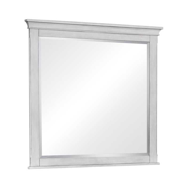 Espejo de cómoda rectangular Franco, blanco antiguo