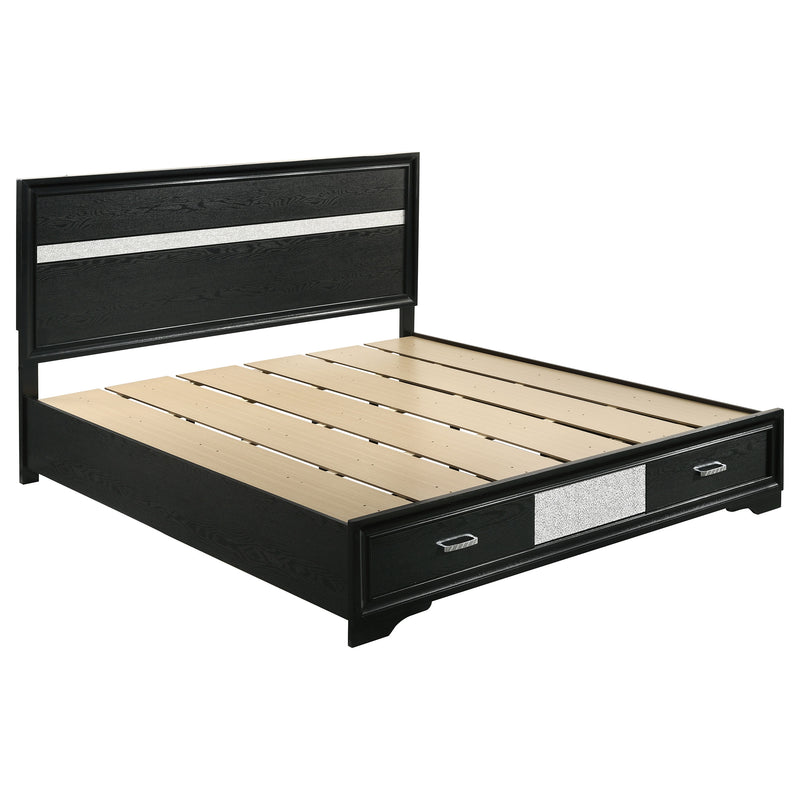 Cama con plataforma y almacenamiento Miranda Panel