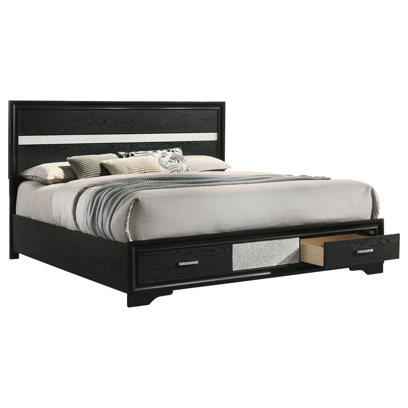 Cama con plataforma y almacenamiento Miranda Panel
