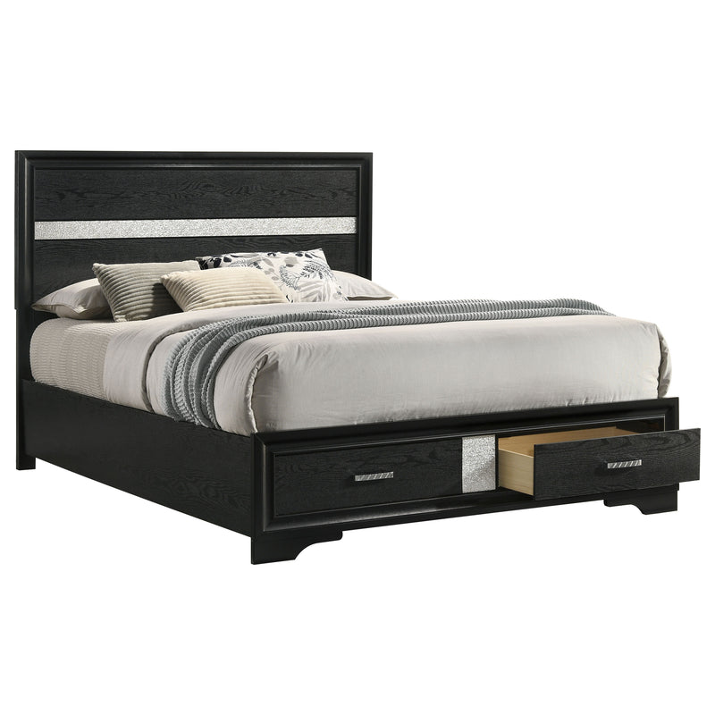 Cama con plataforma y almacenamiento Miranda Panel
