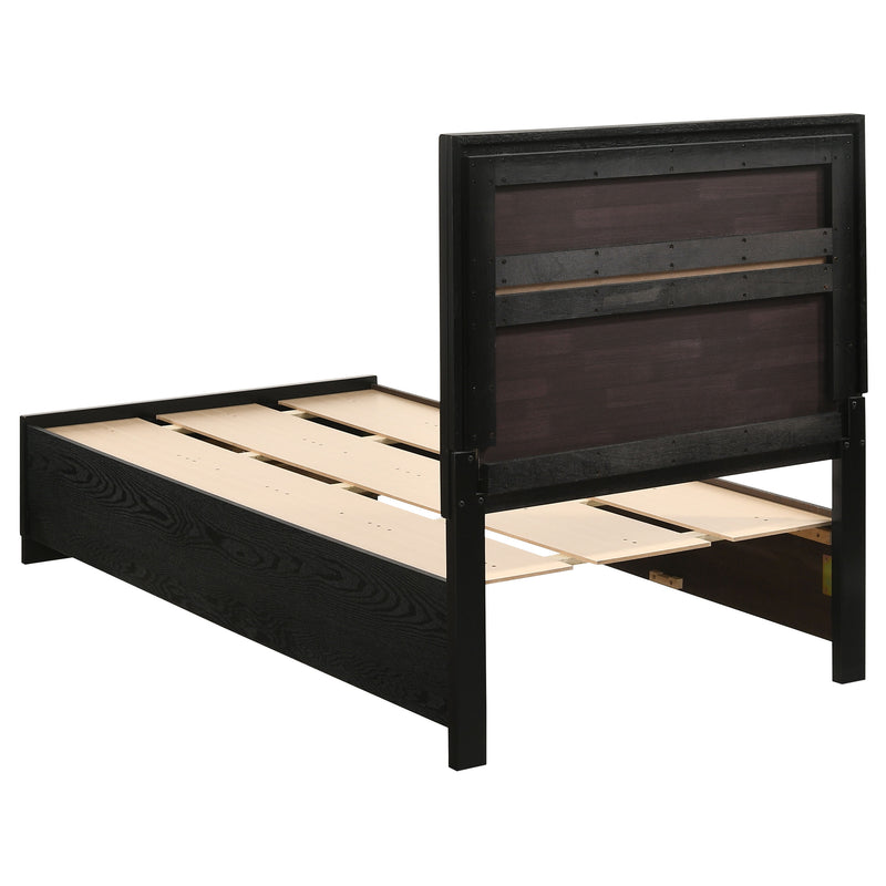 Cama con plataforma y almacenamiento Miranda Panel