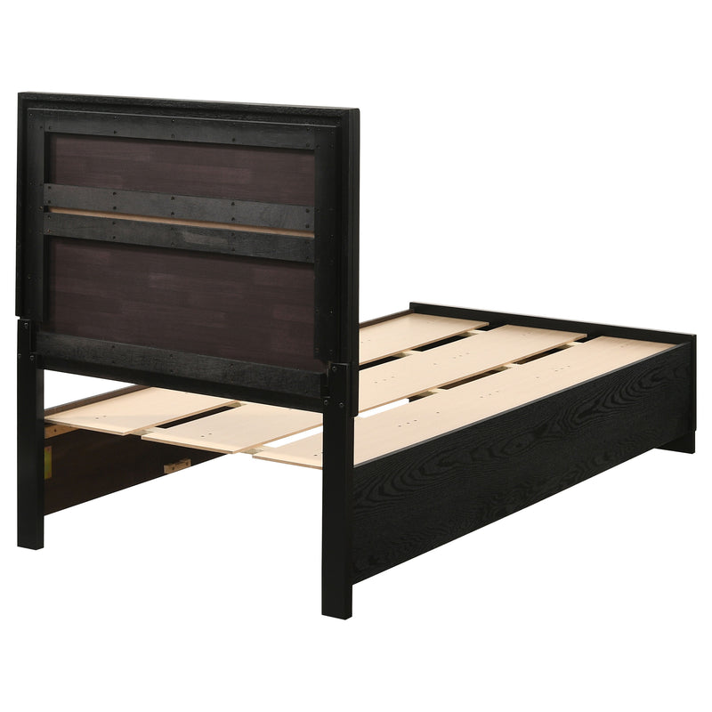 Cama con plataforma y almacenamiento Miranda Panel