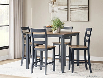Mesa de comedor a la altura de la encimera Gesthaven y 4 taburetes de bar (Set de 5)