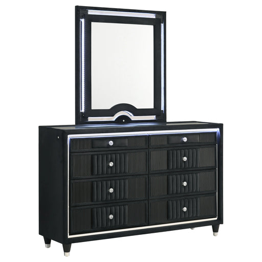 Ravenne Velvet Upholstered LED Dresser and Mirror