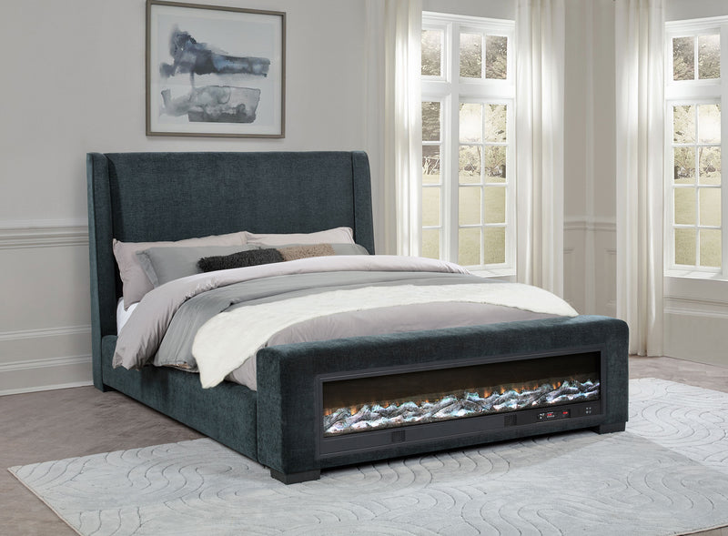Cama Preston Wingback con visualizador de llama y altavoz Bluetooth