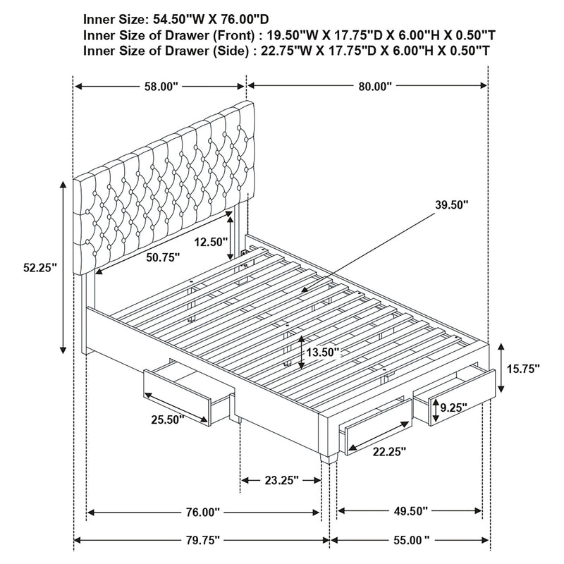 Base de cama con plataforma y almacenaje Soledad