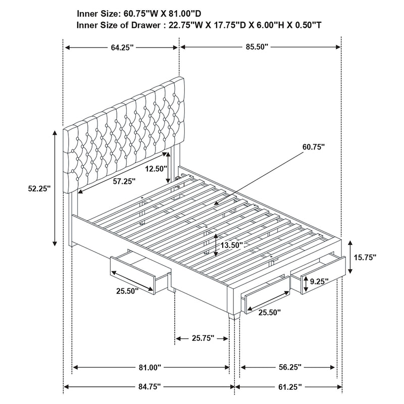 Base de cama con plataforma y almacenaje Soledad