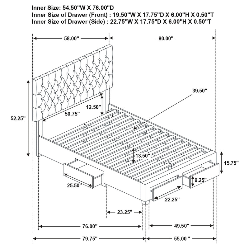 Base de cama con plataforma y almacenaje Soledad