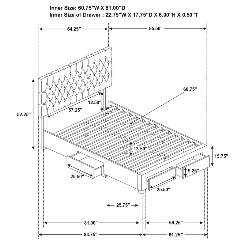 Base de cama con plataforma y almacenaje Soledad