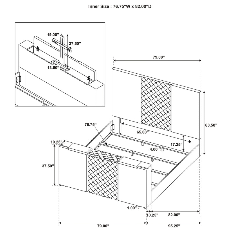 Cama con TV de panel Tara