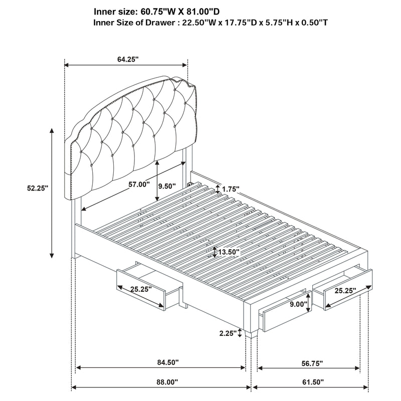 Cama Marianna con Plataforma y Almacenamiento