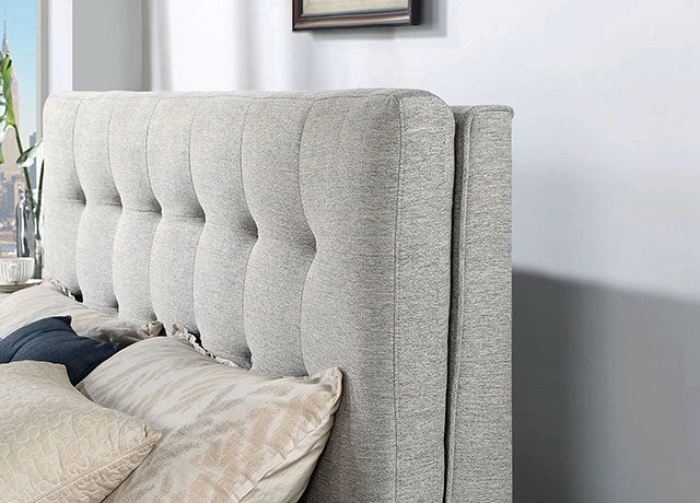 Cama LEOMIN California King, King, Matrimonial y Queen, Gris