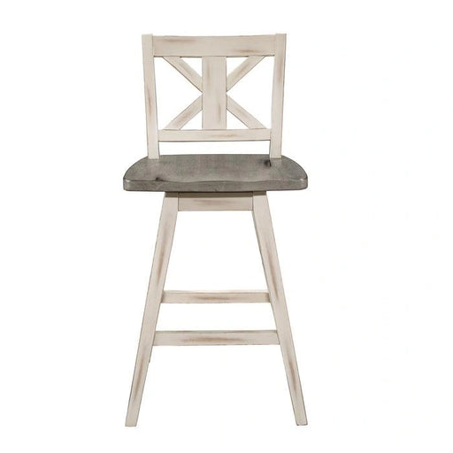 Amsonia Swivel Counter Height Chair in Gray and White (Set of 2)